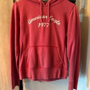 Vintage American Eagle Outfitters Women's Pink Hoodie Sweater